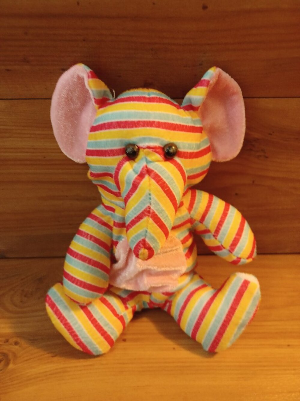 Multicolored Elephant Plush Toy By Kellytoys With Black Eyes